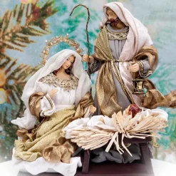 Copper Gold Martin Holy Family On Base - 35Cm