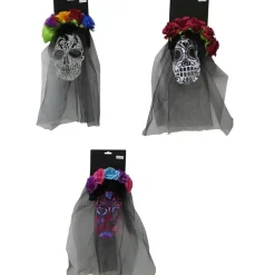 Day Of The Dead Veil Headband With Flower (3 Colours)