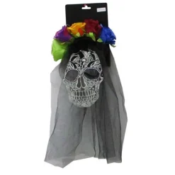 Day Of The Dead Veil Headband With Flower (3 Colours)