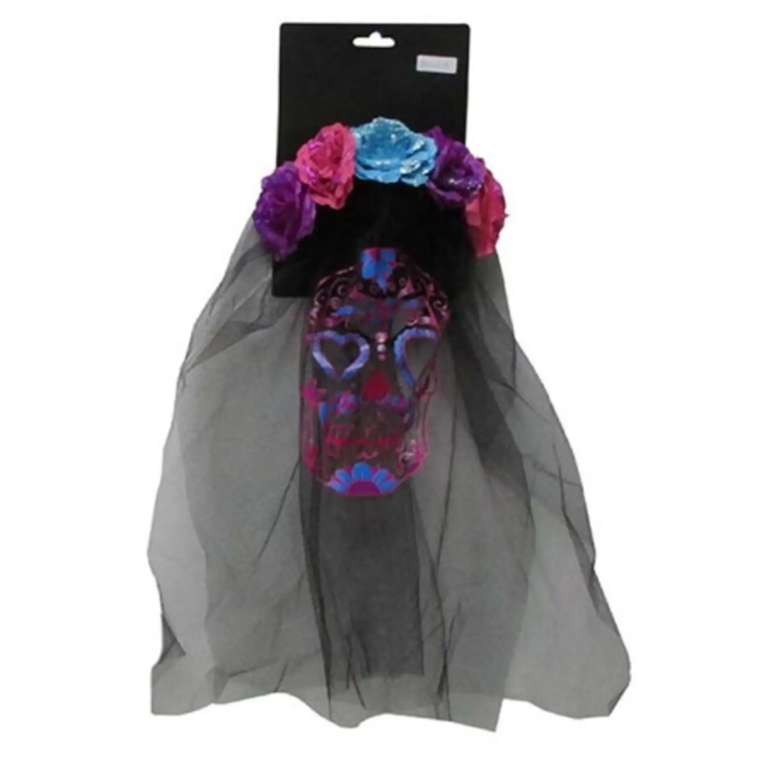 Day Of The Dead Veil Headband With Flower (3 Colours)