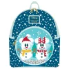 Disney Mickey Mouse Loungefly Snowman Snow Globe Mini Backpack - 27Cm