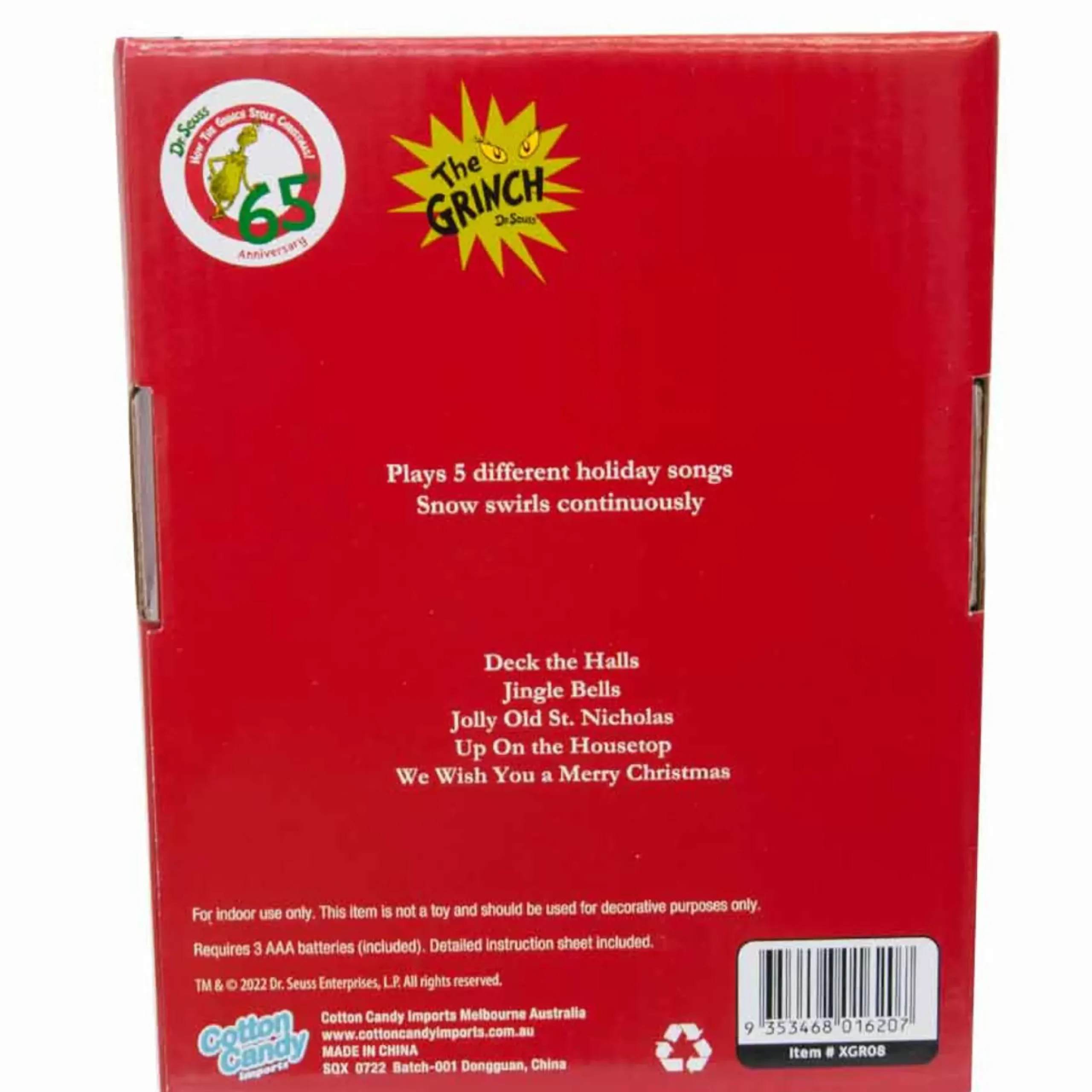 Dr Seuss Grinch Musical Snow Globe (5 Songs) - 16Cm