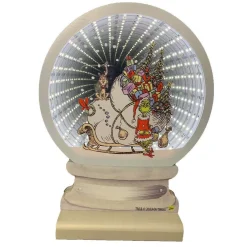 Dr Seuss Grinch Sleigh Infinity Light Snow Globe - 25Cm