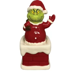 Dr Seuss Santa Grinch In Chimney Salt And Pepper (Set Of 2) - 12Cm