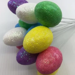 Easter Egg Pick Multicoloured With Glitter (Pack Of 12)