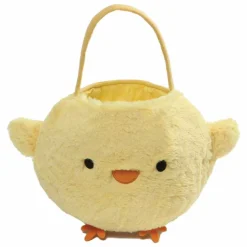 Easter Fluffy Chick Basket With Handle - 16.5Cm