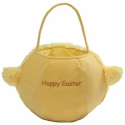 Easter Fluffy Chick Basket With Handle - 16.5Cm