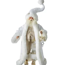 Elegant White Gold Glistening Santa - 57Cm