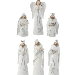 Embossed Silver Leaf Nativity (Set Of 6)- 19Cm