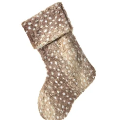 Fawn Fur Stocking With White Dots - 48Cm