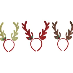 Festive Headband Reindeer Antlers With Holly (3 Colours)