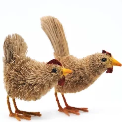 Festive Hen And Rooster (Set Of 2) - 8Cm