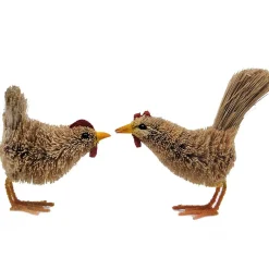 Festive Hen And Rooster (Set Of 2) - 8Cm