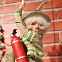 Fire Fighter Christmas Elf With Stand - 65Cm