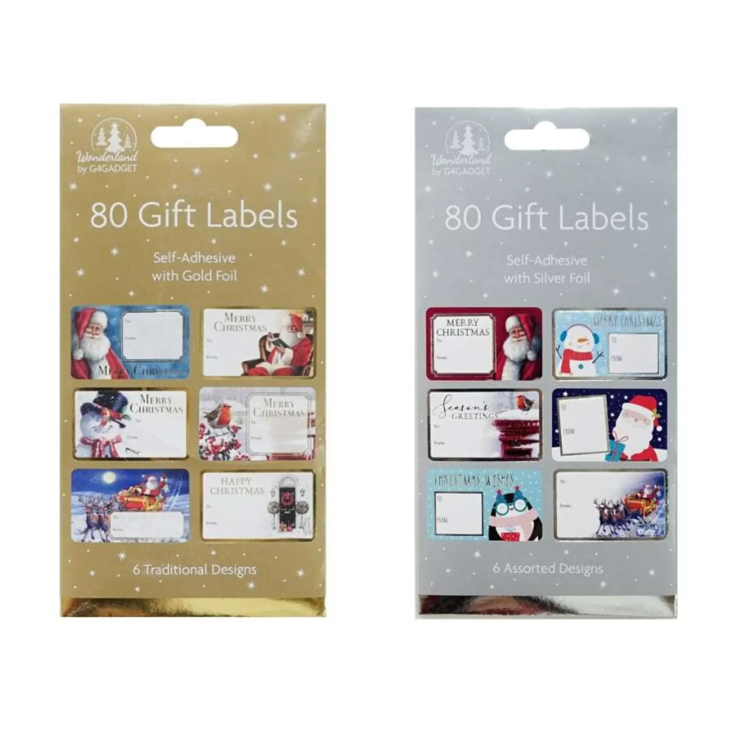 Foil Gift Tags Self Adhesive Pack Of 80 (2 Styles)