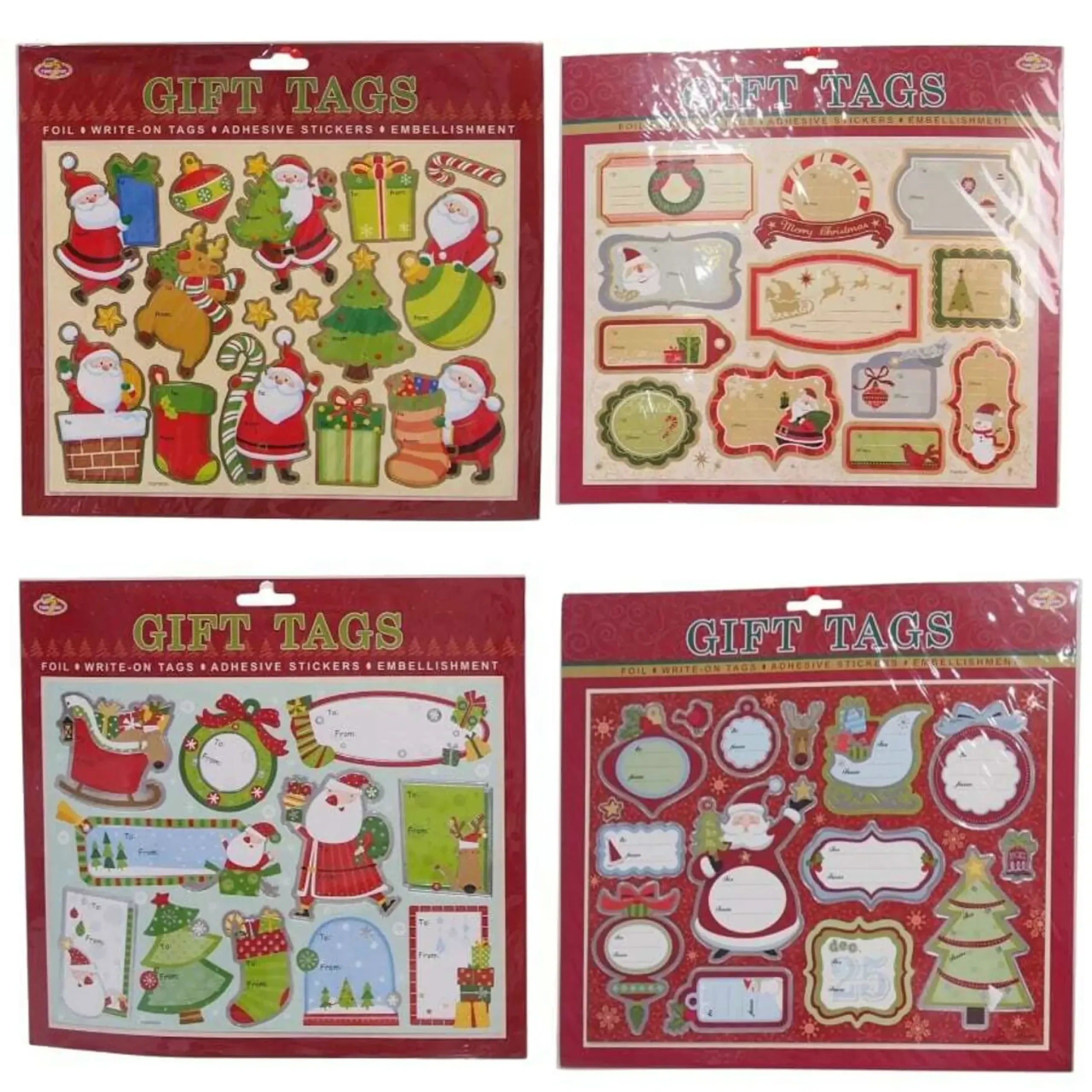 Foil Trim Christmas Gift Tag Stickers - 27Cm