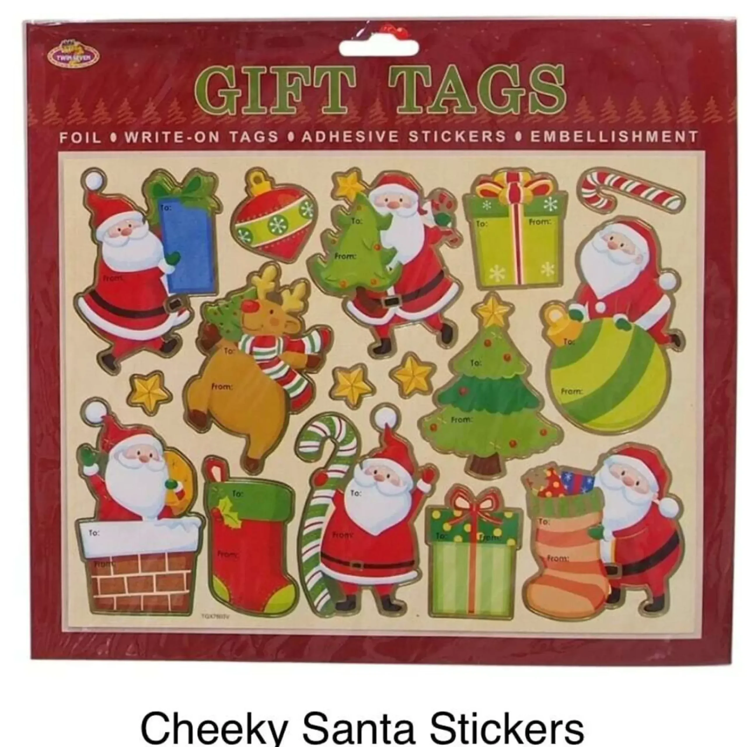 Foil Trim Christmas Gift Tag Stickers - 27Cm
