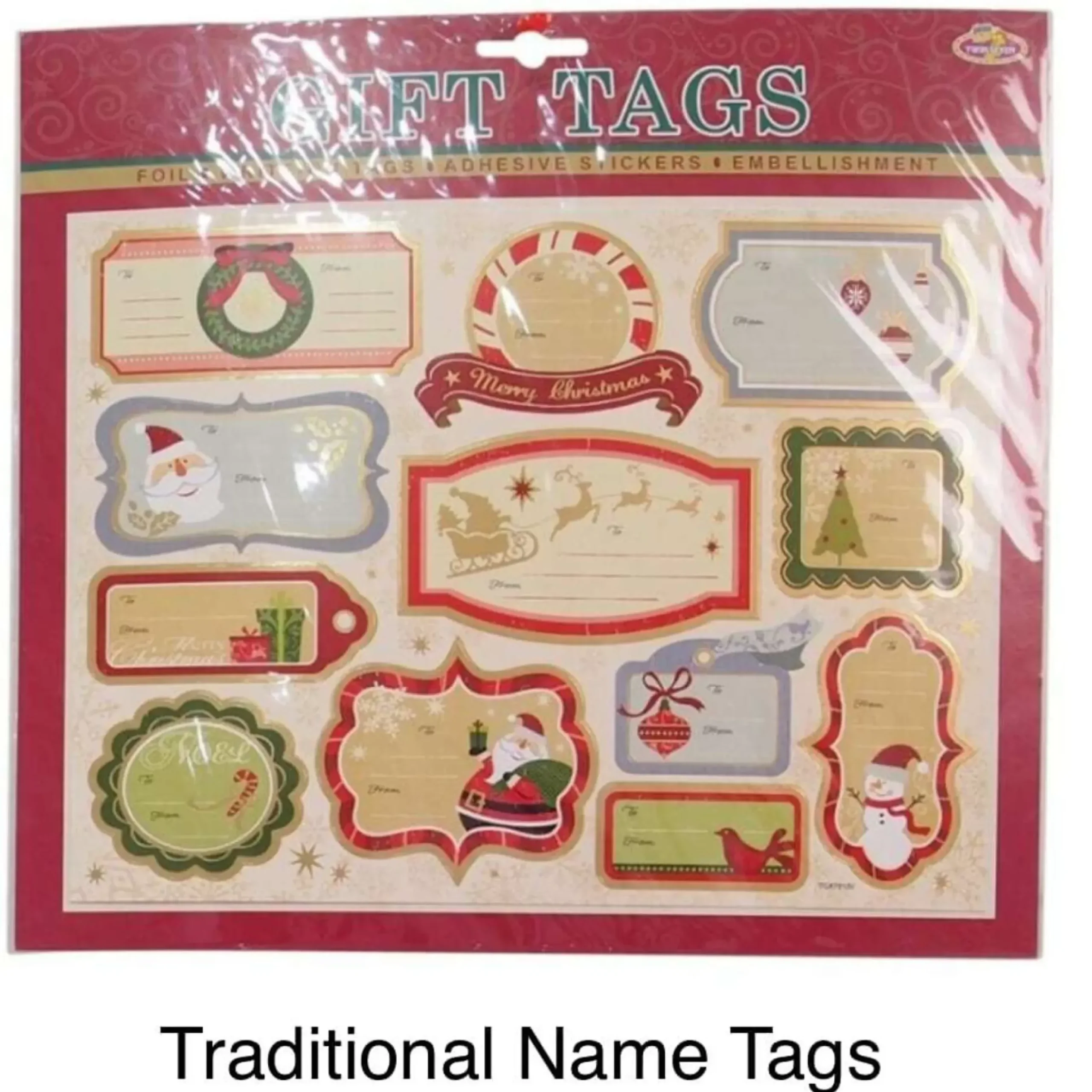 Foil Trim Christmas Gift Tag Stickers - 27Cm