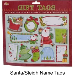 Foil Trim Christmas Gift Tag Stickers - 27Cm