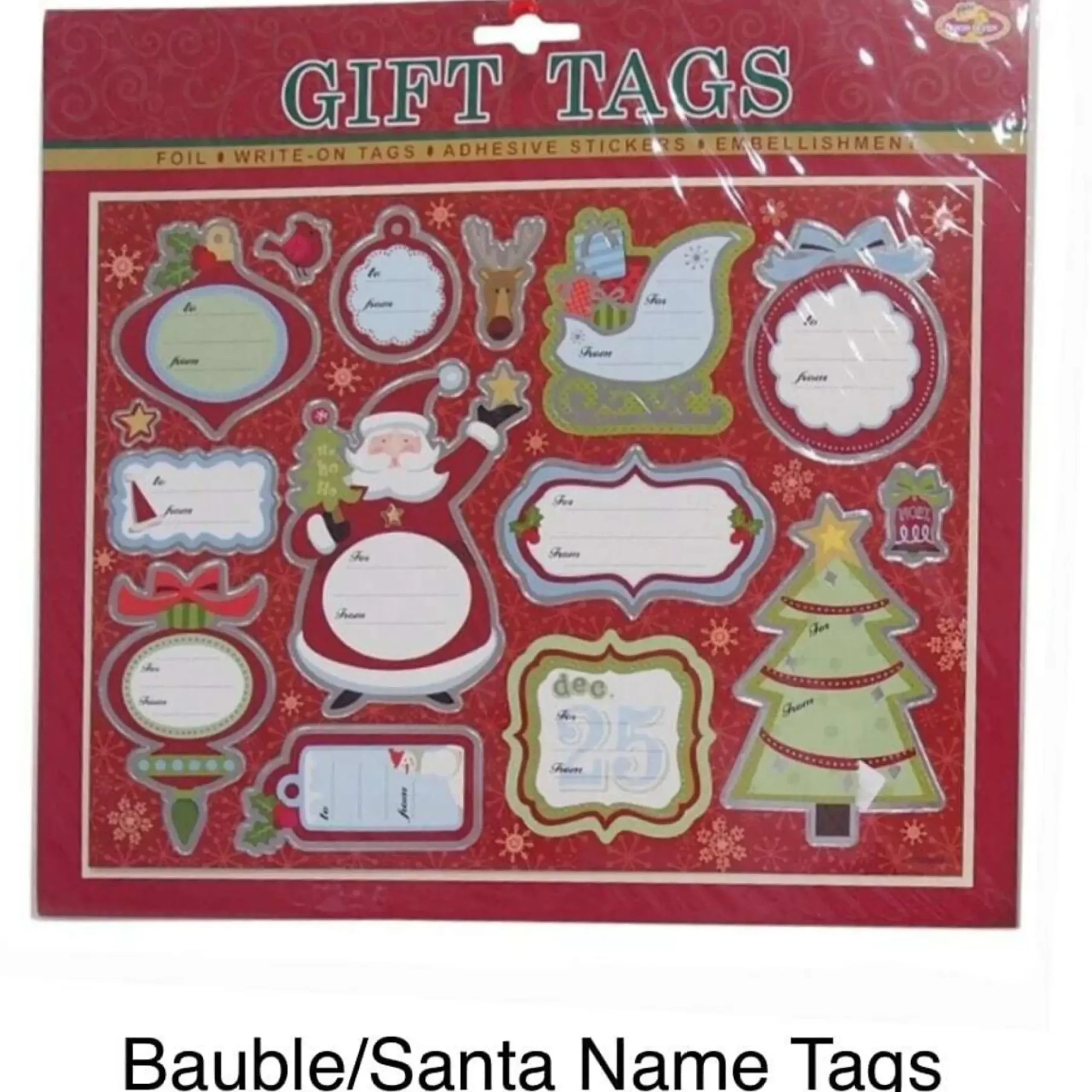 Foil Trim Christmas Gift Tag Stickers - 27Cm