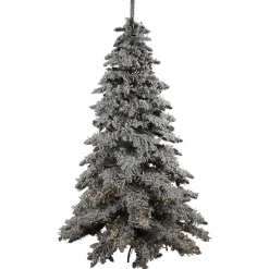 7Ft Flocked Prelit Snow Pine Christmas Tree - 210Cm