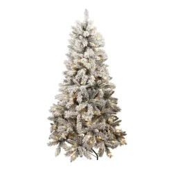 6Ft Thredbo Flocked Prelit Tree - 180Cm