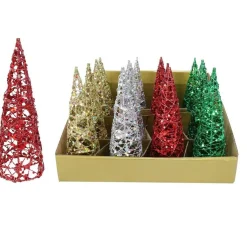 Glitter Cone Christmas Tree (4 Colours) - 15Cm