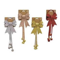 Glitter Door Bow With 4 Nutbells (4 Colours) - 37Cm