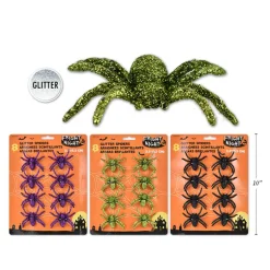 Glitter Spiders Pack Of 8 (3 Styles) - 6.35Cm