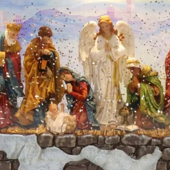 Glitter Swirl Music Nativity Scene Led Usb - 34Cm