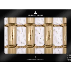 Gold Feather Deluxe Christmas Crackers (Pack Of 8) - 35Cm
