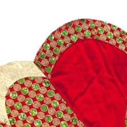 Gold Red Checkered Tree Skirt - 120Cm
