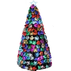 Green Fibre Optic Tree With Star - 120Cm