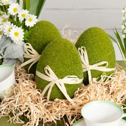 Green Flocked Moss Easter Egg - 15Cm