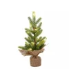 Green Led Pine Burlap Jute Table Top Tree - 36Cm
