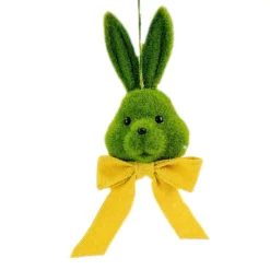 Green Moss Rabbit Face With Yellow Bow - 52Cm