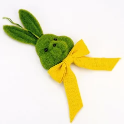 Green Moss Rabbit Face With Yellow Bow - 52Cm
