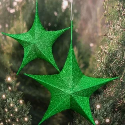 Green Pop-Up Tinsel Star - 80Cm