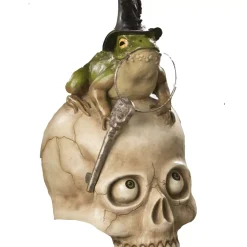 Green Toady On Skull - 31Cm
