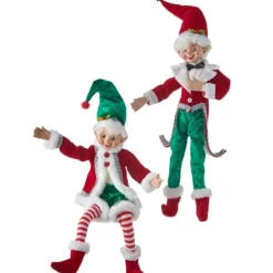 Green Velvet Best Dressed Posable Christmas Elf (2 Styles) - 41Cm
