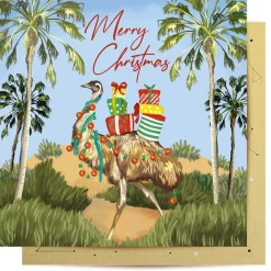 Greeting Card Outback Christmas Emu -14Cm