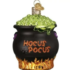 Halloween Cauldron Glass Ornament - 8Cm