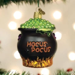 Halloween Cauldron Glass Ornament - 8Cm