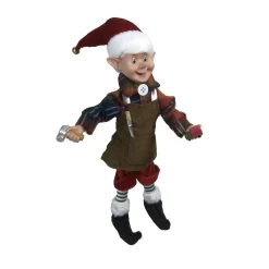 Handy Christmas Elf With Brown Tools Apron - 30Cm