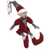 Harlequin Red Black Posable Christmas Elf - 60Cm