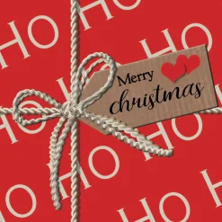 Ho Ho Ho Gift Red Luncheon Napkin (Pack Of 20) - 33Cm