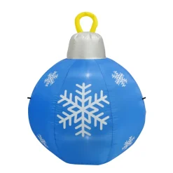 Inflatable Blue Bauble With Snowflake (Air Powered) - 1.2M