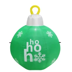 Inflatable Green Bauble With Hohoho (Air Powered) - 1.2M