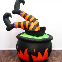 Inflatable Witch Legs In Cauldron - 152Cm