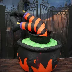 Inflatable Witch Legs In Cauldron - 152Cm